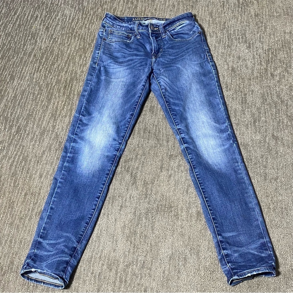 American Eagle Jeans Men W28 Blue Extreme Flex Skinny Slim Low Rise Casual Denim